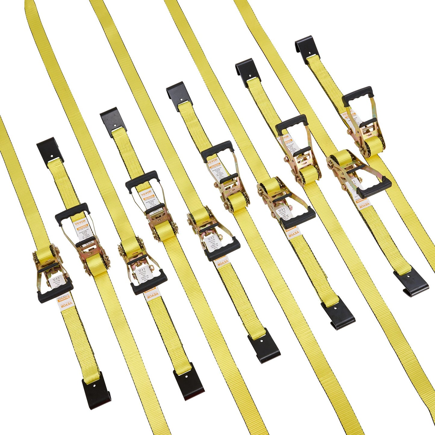 Ratchet Tie Down Straps (10PK), 10000 lb Breaking Strength, Endless Ratchet with 10 Premium 2" x 30" Tie Downs Heavy Duty, Track Spring Fasteners for Moving Secure Cargo, Appliances, Motorcycle