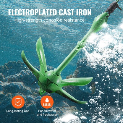 Kajakankarsats, 3,5 lb Paddle Board Anchor Kit med 26,2 ft/8 m rep och boj, hopfällbart småbåtsankare med förvaringsväska och fästkrok, kajaktillbehör för kajaker, småbåtar, kanoter