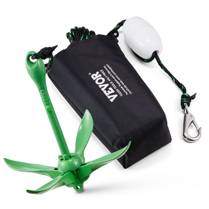 Kajakankarsats, 3,5 lb Paddle Board Anchor Kit med 26,2 ft/8 m rep och boj, hopfällbart småbåtsankare med förvaringsväska och fästkrok, kajaktillbehör för kajaker, småbåtar, kanoter