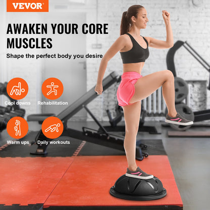 23" Half Exercise Ball Trainer Yoga Balance Stability Ball Resistance Band