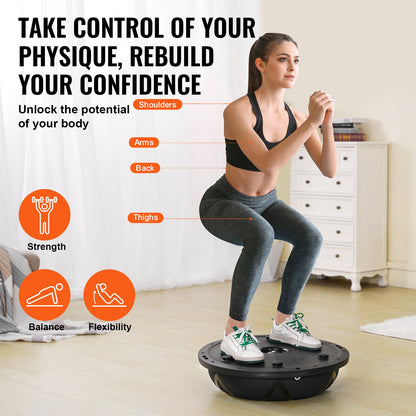 23" Half Exercise Ball Trainer Yoga Balance Stability Ball Resistance Band