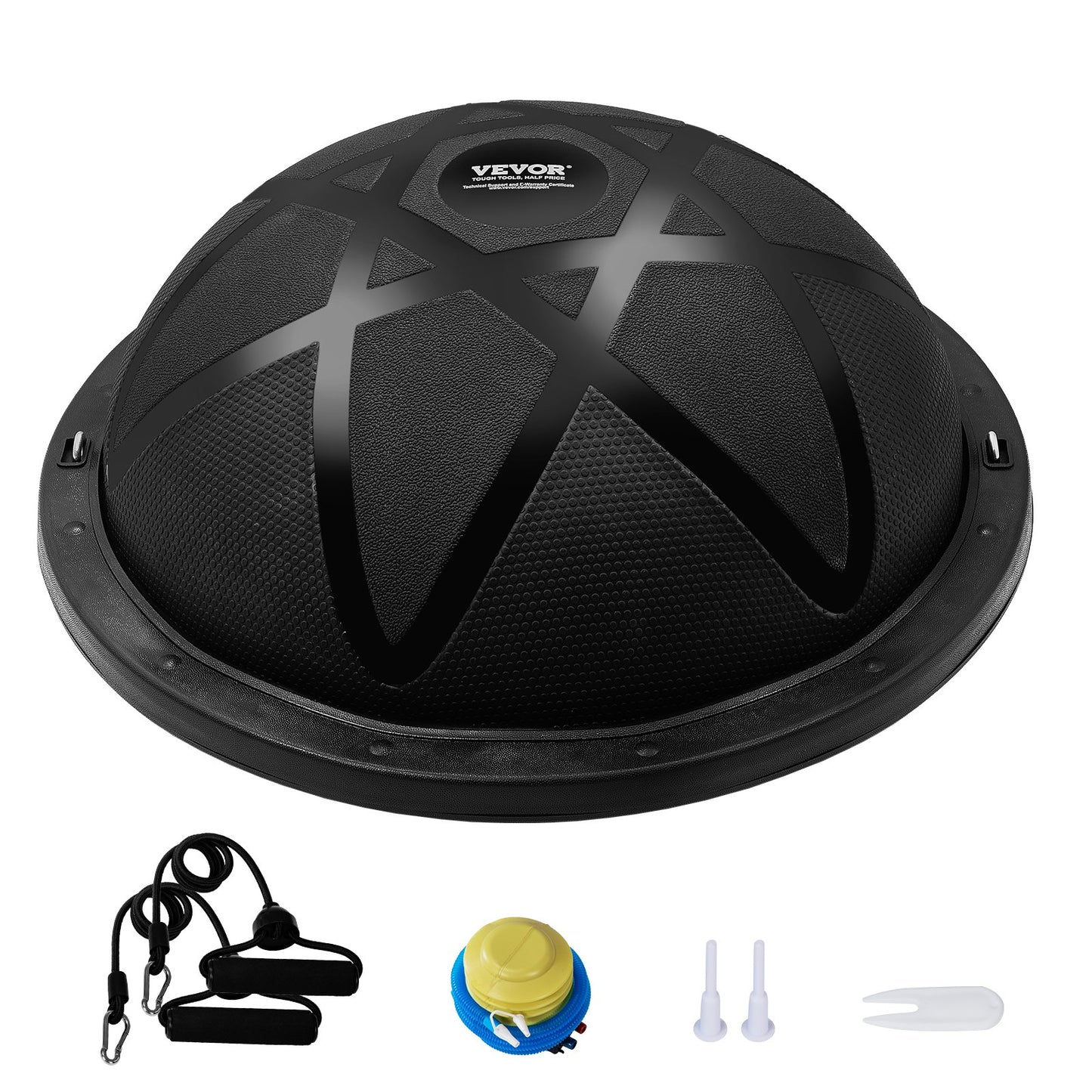 23" Half Exercise Ball Trainer Yoga Balance Stability Ball Resistance Band