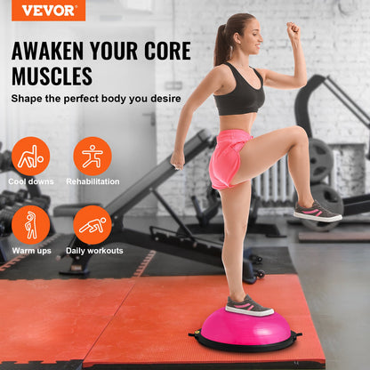 26" Half Exercise Ball Trainer Yoga Balance Stability Ball Resistance Band