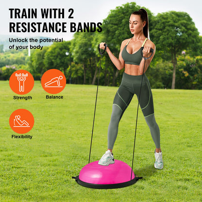 26" Half Exercise Ball Trainer Yoga Balance Stability Ball Resistance Band