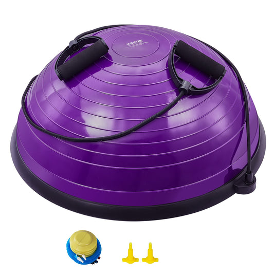 23" Half Exercise Ball Trainer Yoga Balance Stability Ball Resistance Band