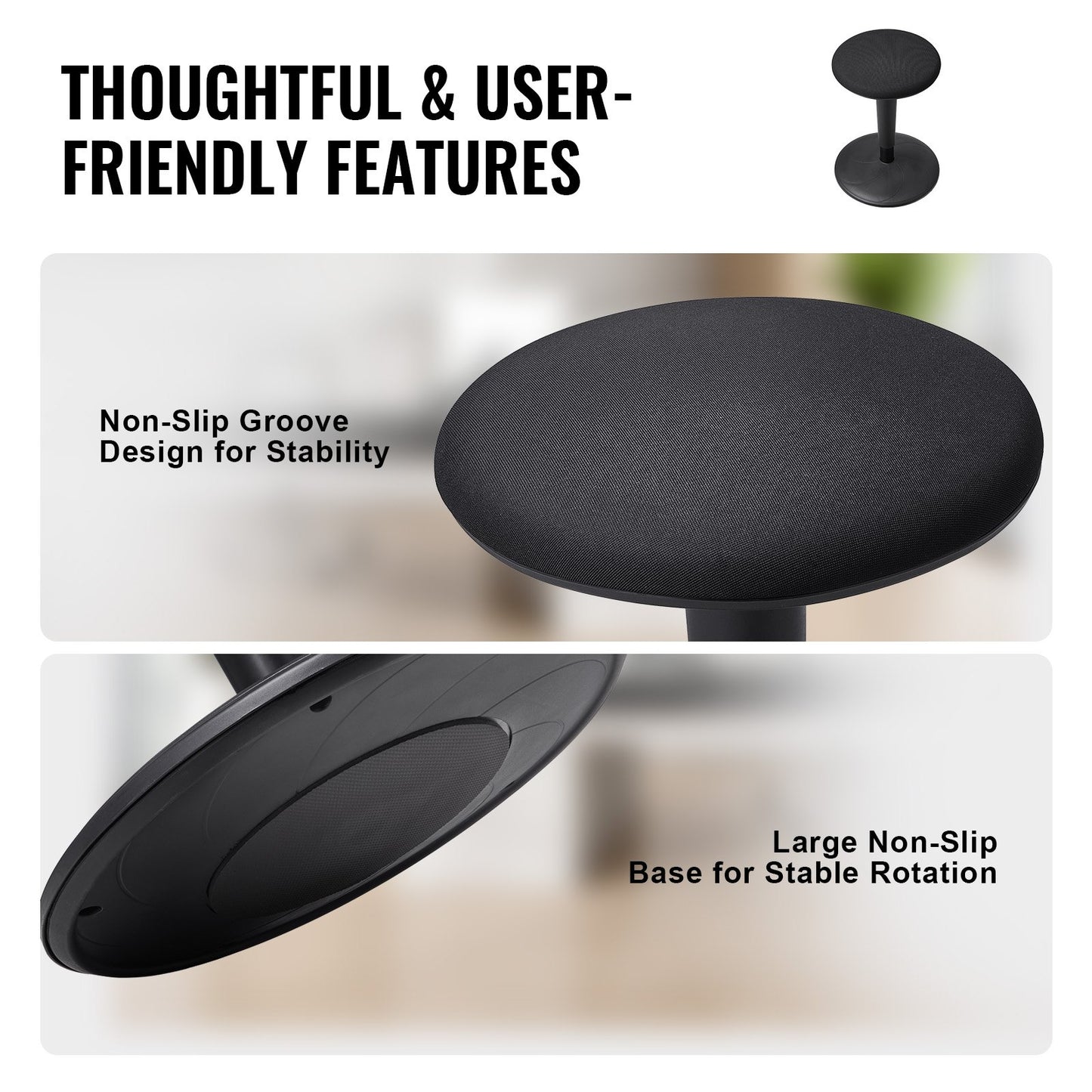 Wobble Chair Höjdjusterbar (21,7-28,3") Active Chair Age 12-18 Svart