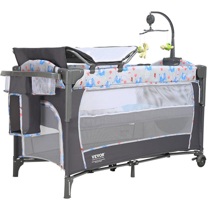 Baby Bassinet, 77 lbs Lastkapacitet, Lätt att vika ihop Bärbar Baby Bassinet Bedside Sleeper med förvaringskorg och hjul, Baby Cradle Bedside Spjälsäng med myggnät för nyfödd flicka pojke