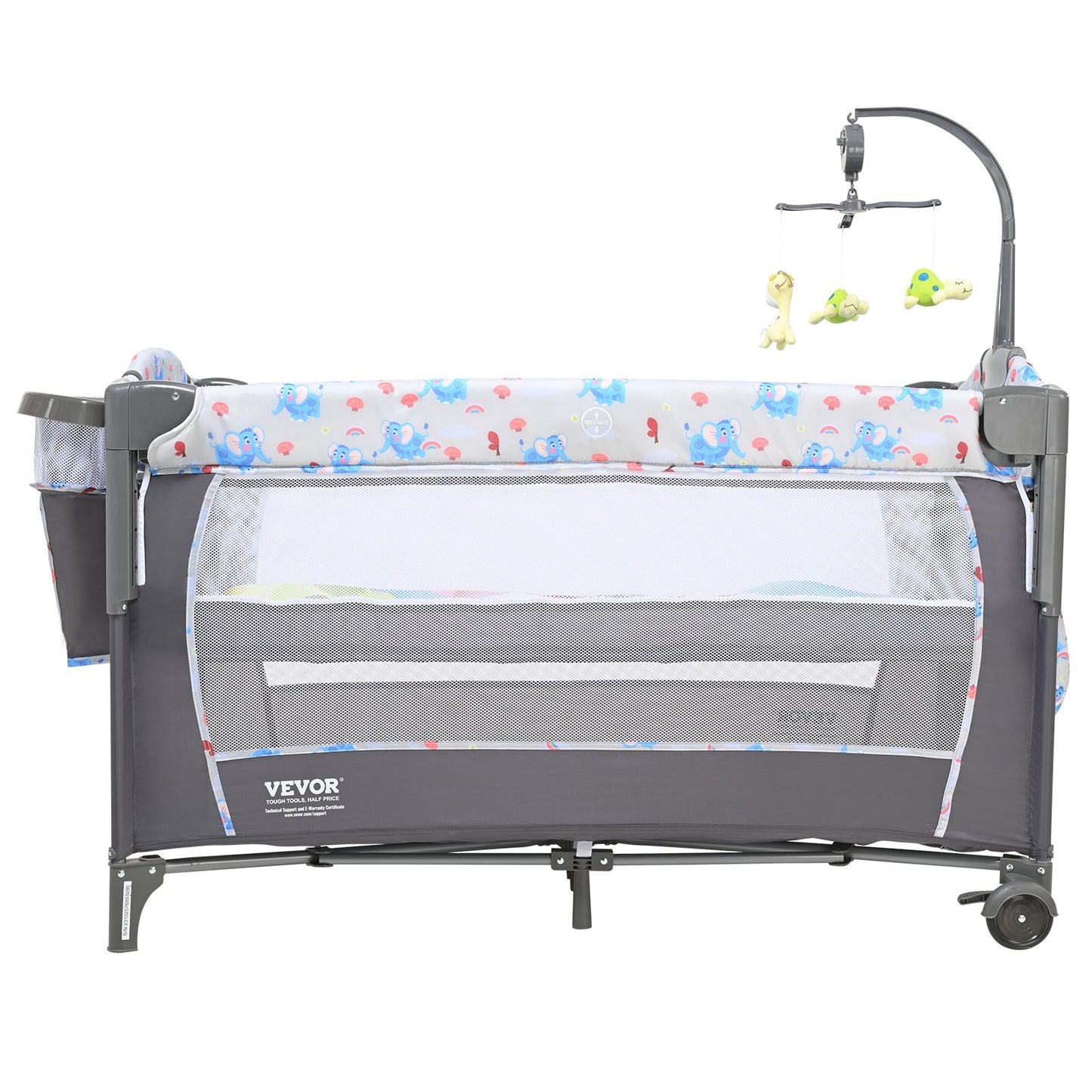 Baby Bassinet, 77 lbs Lastkapacitet, Lätt att vika ihop Bärbar Baby Bassinet Bedside Sleeper med förvaringskorg och hjul, Baby Cradle Bedside Spjälsäng med myggnät för nyfödd flicka pojke