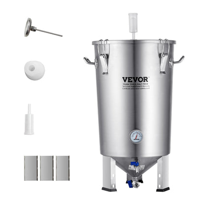 304 vattenkokare i rostfritt stål, 30L ölbryggjäsning, bryggjäsningsbehållare för bryggning, hembryggningstillbehör med bas, vattenkokare med lock, handtag, ventil, tapp, termometer