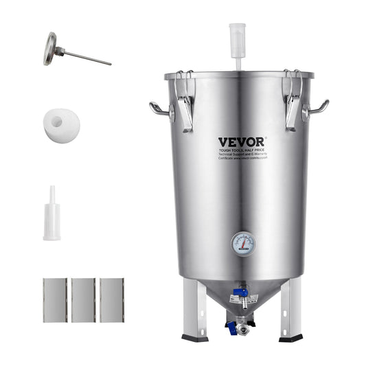 304 vattenkokare i rostfritt stål, 30L ölbryggjäsning, bryggjäsningsbehållare för bryggning, hembryggningstillbehör med bas, vattenkokare med lock, handtag, ventil, tapp, termometer