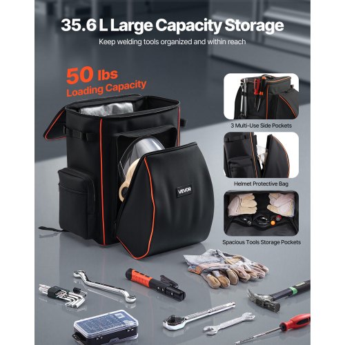 35,6L svetsryggsäck 600D polyester svetsryggsäck för verktyg och hjälm