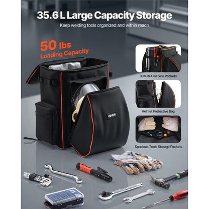 35,6L svetsryggsäck 600D polyester svetsryggsäck för verktyg och hjälm