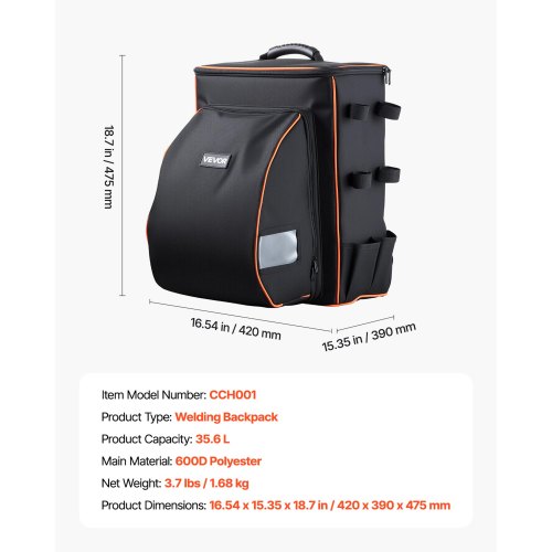 35,6L svetsryggsäck 600D polyester svetsryggsäck för verktyg och hjälm