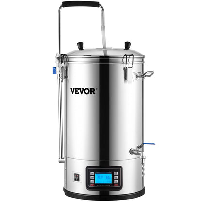 Elektriskt bryggsystem, 8 Gal/30 L, Allt-i-ett ölbryggare för hemmabruk med panel för automatiskt/manuellt läge, Mash Boil Device med 100-2500W Effekt 25-100℃ Temp 1-180 min Timer Cirkulationspump Recept Minne, 220V
