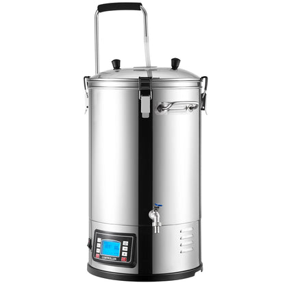 Elektriskt bryggsystem, 8 Gal/30 L, Allt-i-ett ölbryggare för hemmabruk med panel för automatiskt/manuellt läge, Mash Boil Device med 100-2500W Effekt 25-100℃ Temp 1-180 min Timer Cirkulationspump Recept Minne, 220V