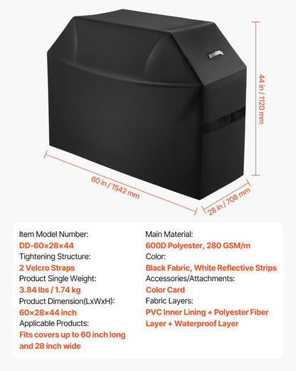 60 Inch Grill Cover Heavy Duty BBQ Gas Grill Cover Outdoor Waterproof