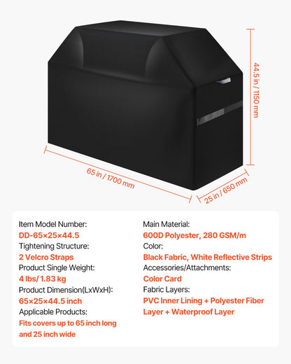 65 Inch Grill Cover Heavy Duty BBQ Gas Grill Cover Outdoor Waterproof