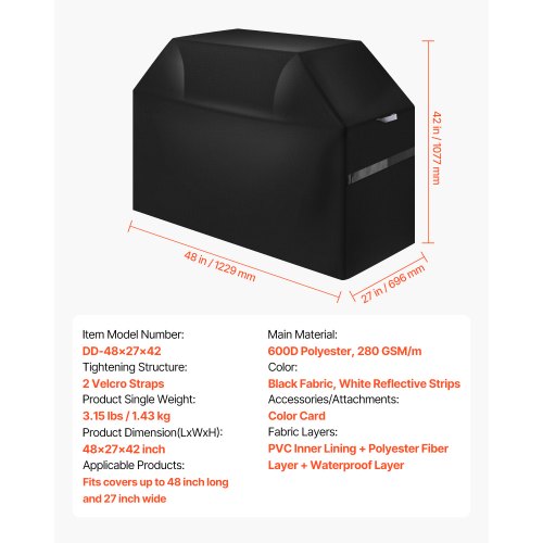 48 Inch Grill Cover Heavy Duty BBQ Gas Grill Cover Outdoor Waterproof | EU