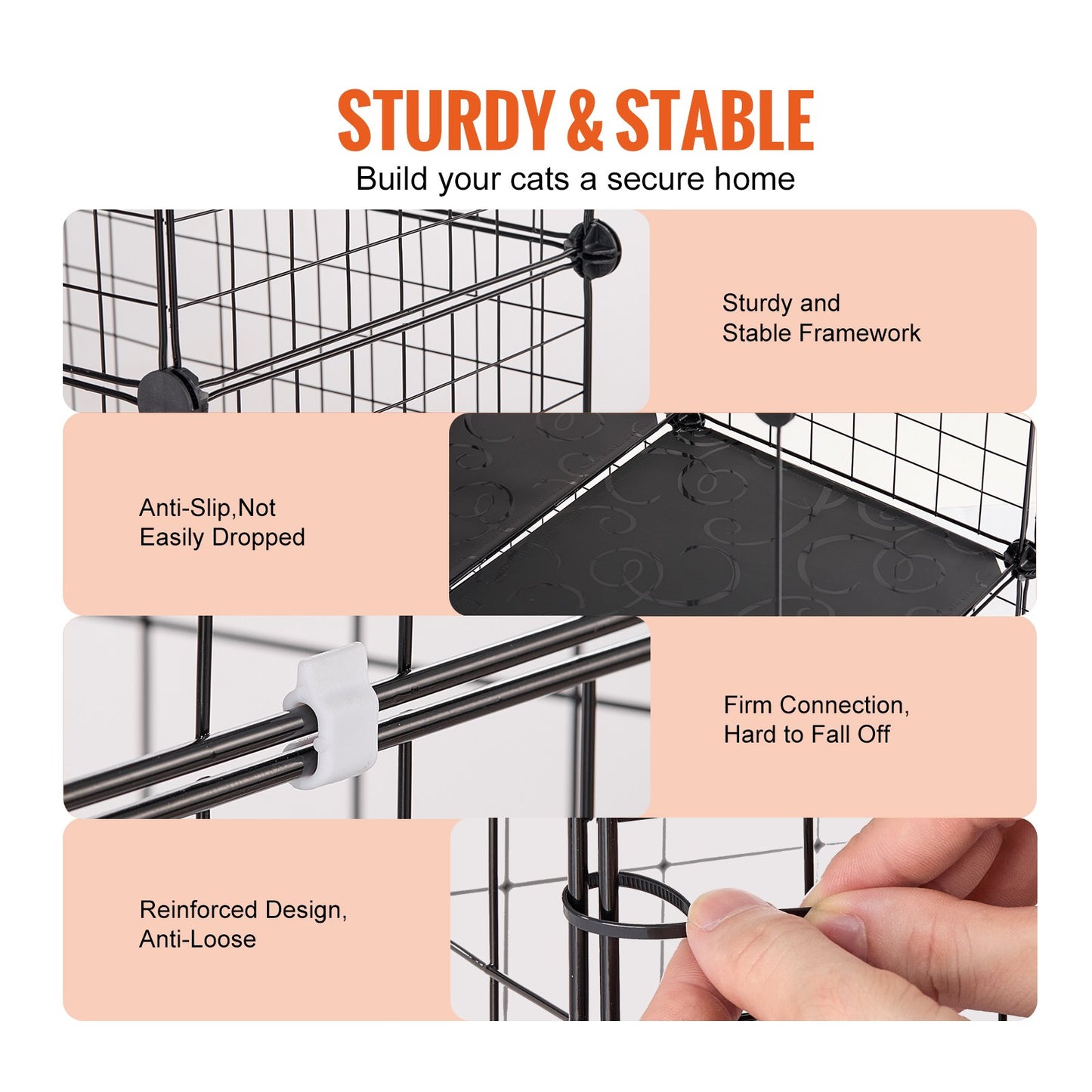 Stor 3-vånings Cat Cage 28 x 28 x 41" Lekhage Catio med metalltråd med hängmatta