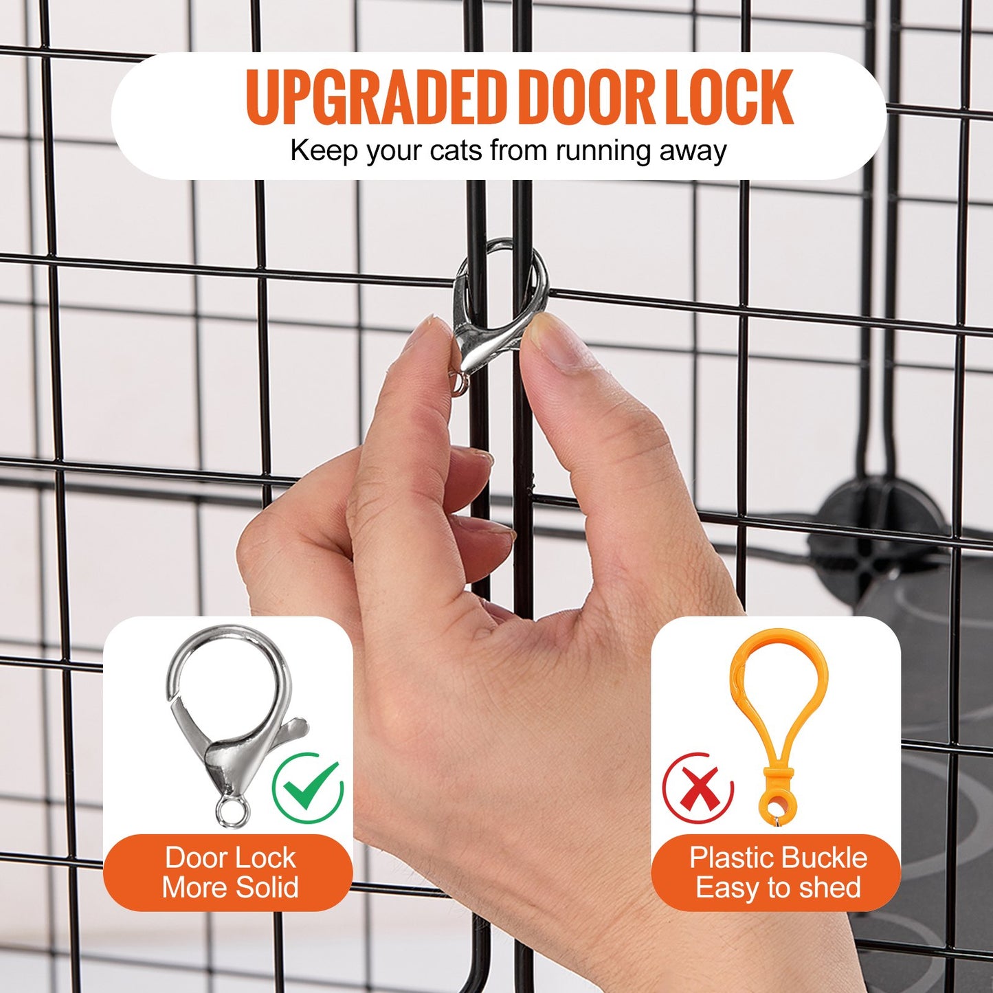 Stor 3-vånings Cat Cage 28 x 28 x 41" Lekhage Catio med metalltråd med hängmatta