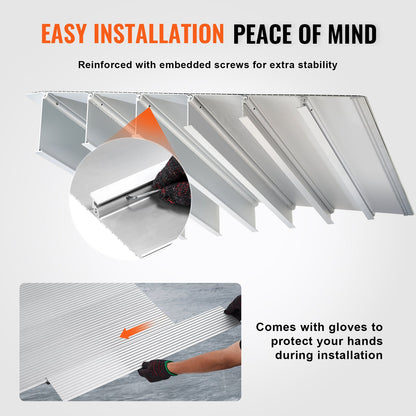 Door Threshold Ramp, 1" Rise, 800 lbs Load Capacity, Wheelchair Door Ramp, Aluminum Threshold Ramp for Doorways, Adjustable Modular Threshold Ramp for Wheelchairs, Scooters, Power Chairs
