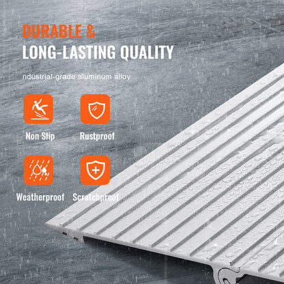 Door Threshold Ramp, 1" Rise, 800 lbs Load Capacity, Wheelchair Door Ramp, Aluminum Threshold Ramp for Doorways, Adjustable Modular Threshold Ramp for Wheelchairs, Scooters, Power Chairs