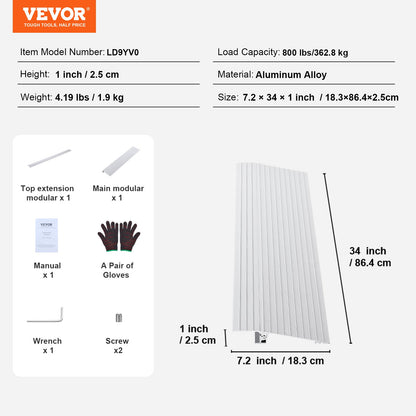 Door Threshold Ramp, 1" Rise, 800 lbs Load Capacity, Wheelchair Door Ramp, Aluminum Threshold Ramp for Doorways, Adjustable Modular Threshold Ramp for Wheelchairs, Scooters, Power Chairs