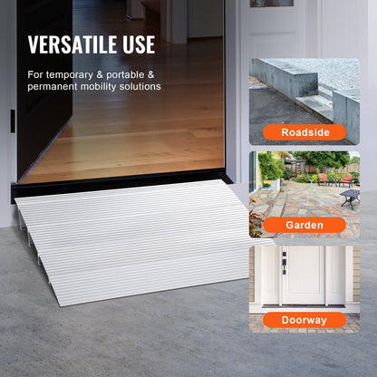 Door Threshold Ramp, 4" Rise, 800 lbs Load Capacity, Wheelchair Door Ramp, Aluminum Threshold Ramp for Doorways, Adjustable Modular Threshold Ramp for Wheelchairs, Scooters, Power Chairs