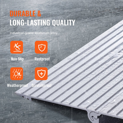 Door Threshold Ramp, 6" Rise, 800 lbs Load Capacity, Wheelchair Door Ramp, Aluminum Threshold Ramp for Doorways, Adjustable Modular Threshold Ramp for Wheelchairs, Scooters, Power Chairs