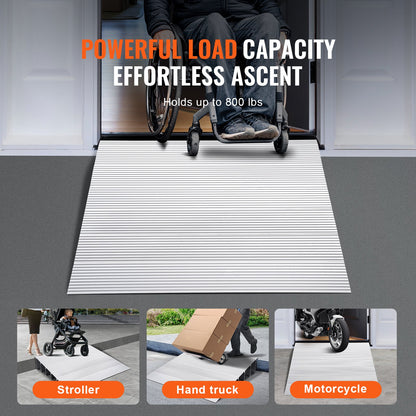 Door Threshold Ramp, 6" Rise, 800 lbs Load Capacity, Wheelchair Door Ramp, Aluminum Threshold Ramp for Doorways, Adjustable Modular Threshold Ramp for Wheelchairs, Scooters, Power Chairs