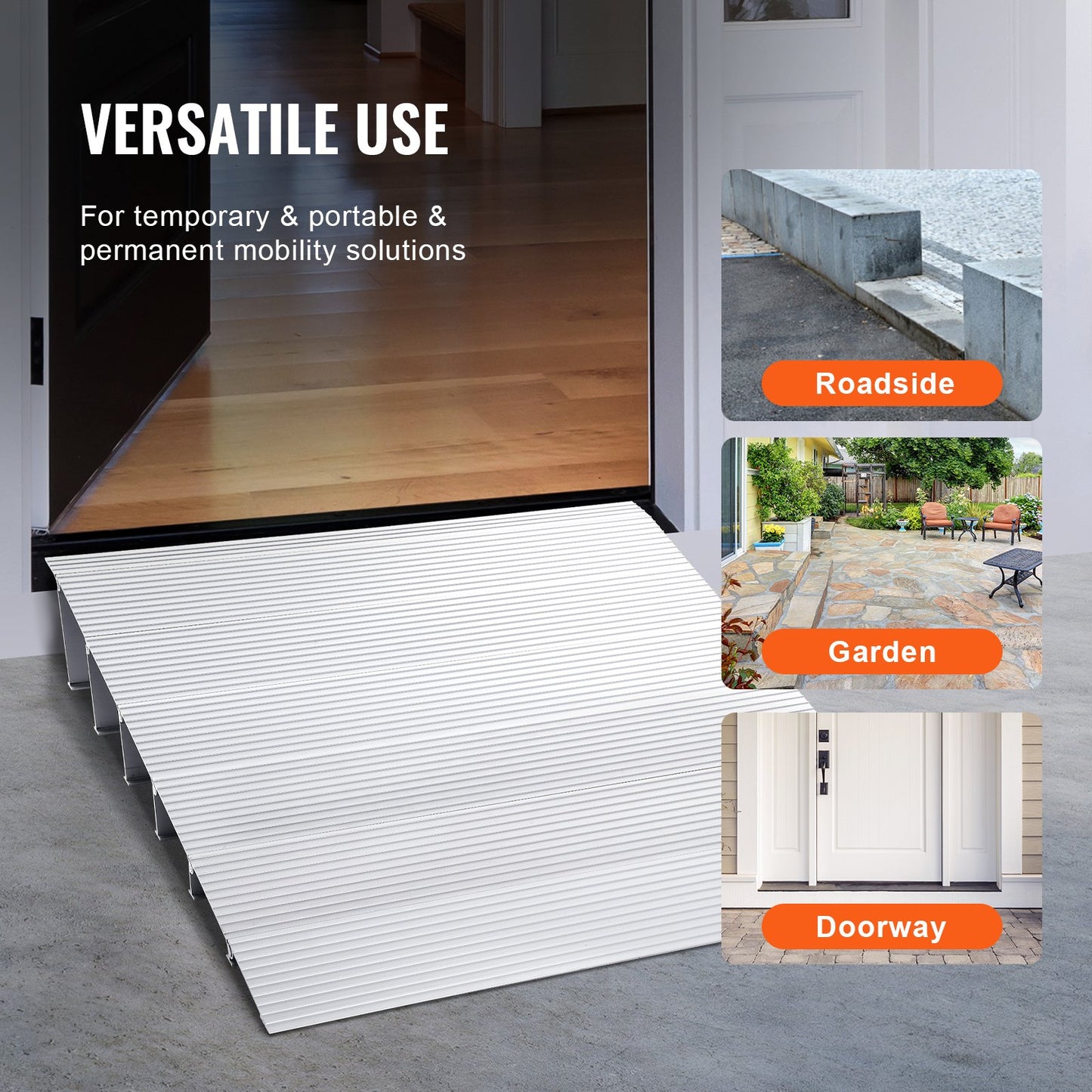 Door Threshold Ramp, 6" Rise, 800 lbs Load Capacity, Wheelchair Door Ramp, Aluminum Threshold Ramp for Doorways, Adjustable Modular Threshold Ramp for Wheelchairs, Scooters, Power Chairs