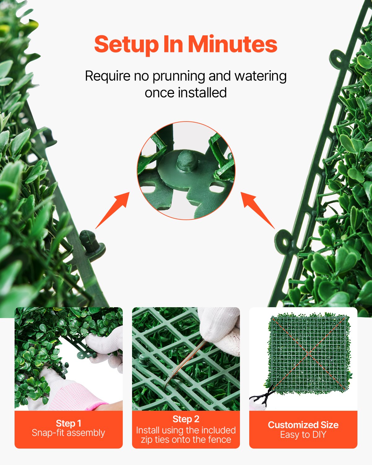 Artificial Grass Wall Panels 12 Pcs 20 x 20 Inch 3D Greenery for Interior Decoration