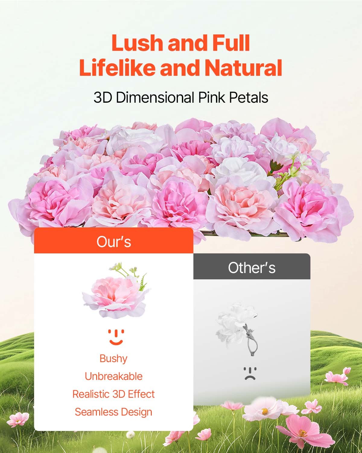 3D Flower Wall Panel 12PCS 15x15 in Artificial Flower Mat for Wedding