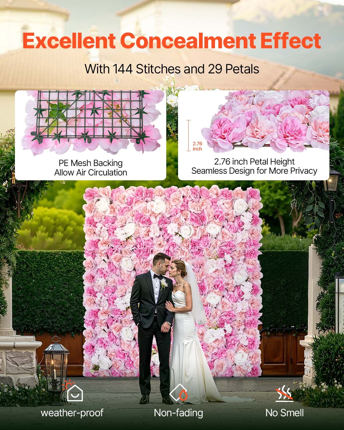 3D Flower Wall Panel 12PCS 15x15 in Artificial Flower Mat for Wedding