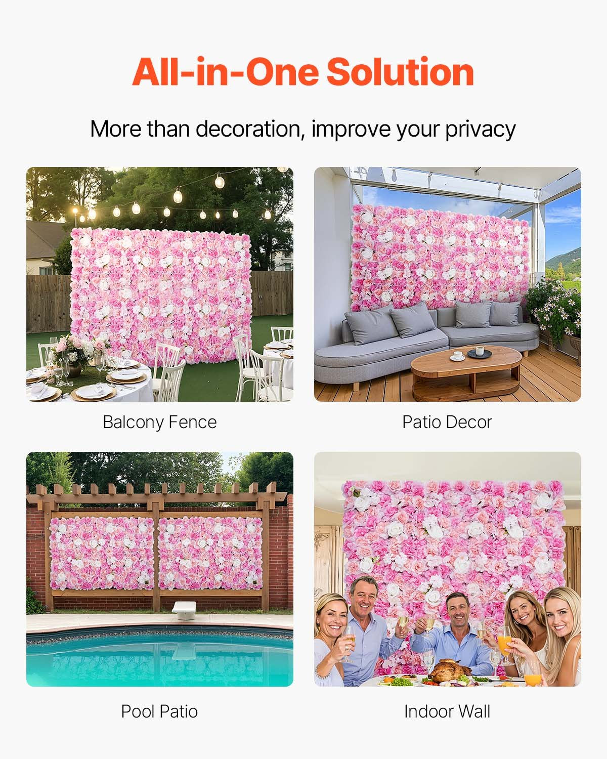 3D Flower Wall Panel 12PCS 15x15 in Artificial Flower Mat for Wedding