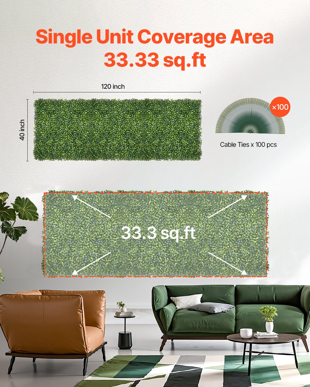 Konstgräs väggpaneler 40 x 120 i Milano gräsgrönska för inredning