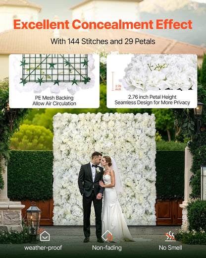 3D Flower Wall Panel 24 PCS 15 x 15 inch Artificial Floral Backdrop for Wedding