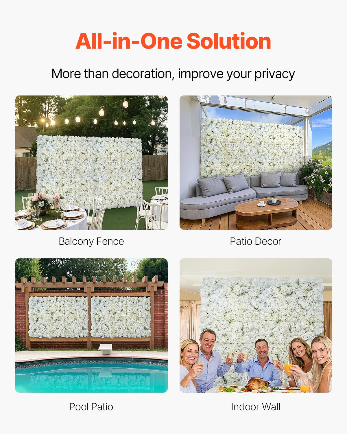 3D Flower Wall Panel 24 PCS 15 x 15 inch Artificial Floral Backdrop for Wedding