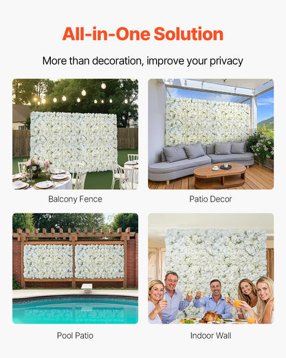 3D Flower Wall Panel 24 PCS 15 x 15 inch Artificial Floral Backdrop for Wedding