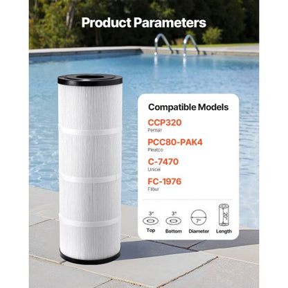 4 x 80 sqm hot tub filter cartridge compatible with Pentair CCP320