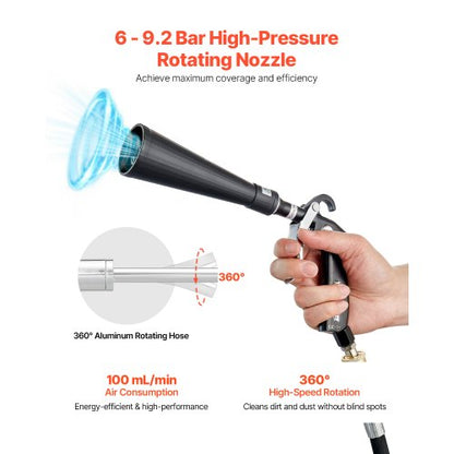 Car cleaning gun 6-9.2 bar high pressure air blow gun 2 nozzles blows dirt | EU