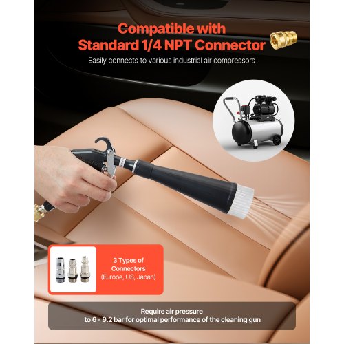Car cleaning gun 6-9.2 bar high pressure air blow gun 2 nozzles blows dirt | EU