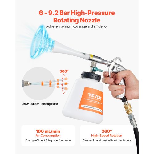 Car cleaning gun 6-9.2 bar high pressure air blow gun 1 liter liquid bottle | EU