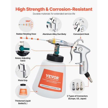 Car cleaning gun 6-9.2 bar high pressure air blow gun 1 liter liquid bottle | EU