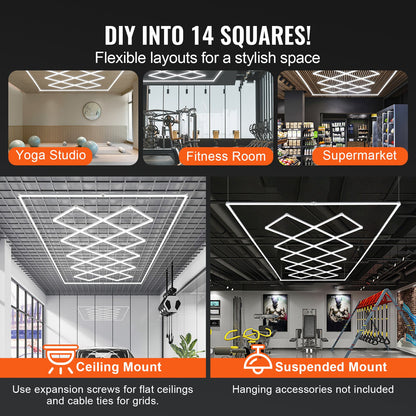 Square LED Garage Lights 88000LM 14 Grids Bright Car Detailing Shop Light