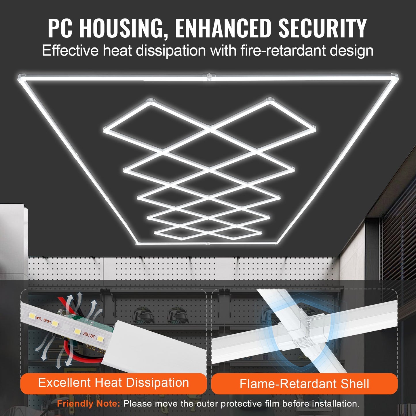 Square LED Garage Lights 88000LM 14 Grids Bright Car Detailing Shop Light