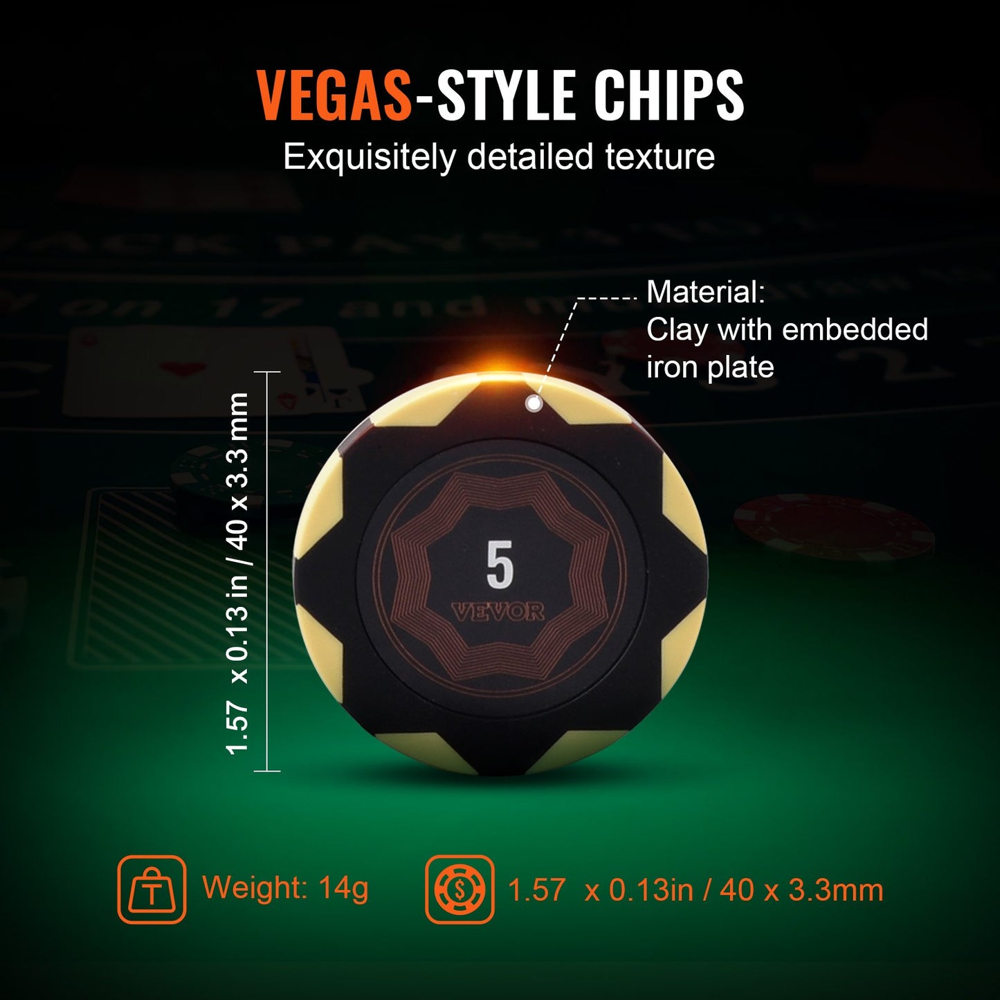 Pokerchipset, 500-bitars pokerset, komplett pokerspelset med bärväska, tungvikts 14 grams kasinolermarker, kort, knappar och tärningar, för Texas Hold'em, blackjack, hasardspel