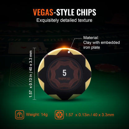 Pokerchipset, 500-bitars pokerset, komplett pokerspelset med bärväska, tungvikts 14 grams kasinolermarker, kort, knappar och tärningar, för Texas Hold'em, blackjack, hasardspel