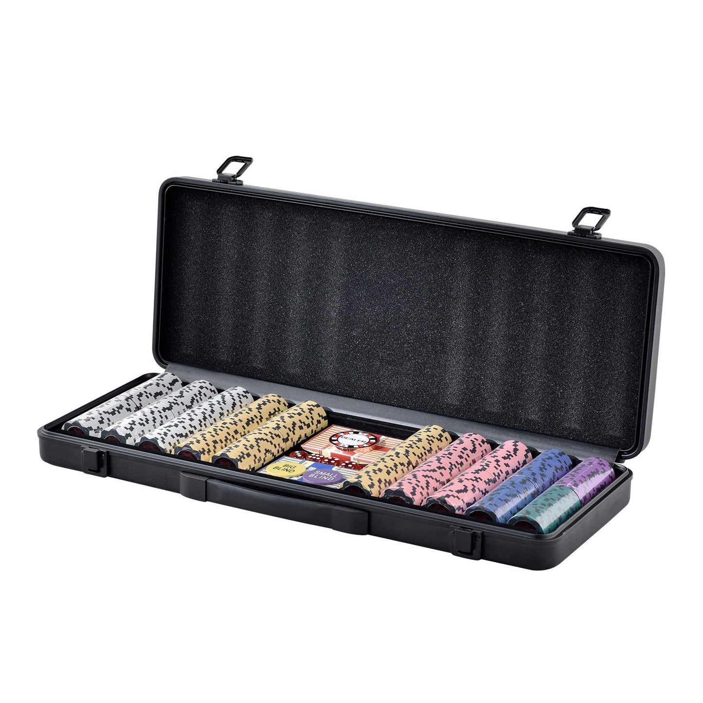 Pokerchipset, 500-bitars pokerset, komplett pokerspelset med bärväska, tungvikts 14 grams kasinolermarker, kort, knappar och tärningar, för Texas Hold'em, blackjack, hasardspel
