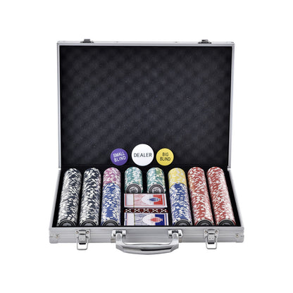 Pokerchipset, 500-bitars pokerset, komplett pokerspelset med aluminiumväska, 11,5 grams kasinomarker, kort, knappar och tärningar, för Texas Hold'em, blackjack, hasardspel